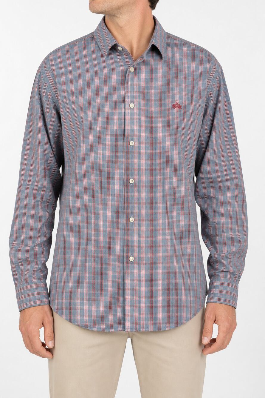 La Martina Saddlery Polo Men's Plaid Cotton Button Down Long Sleeve Shirt Large